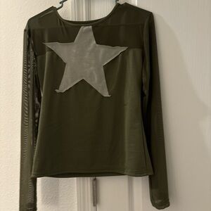 Green and white sheer shirt